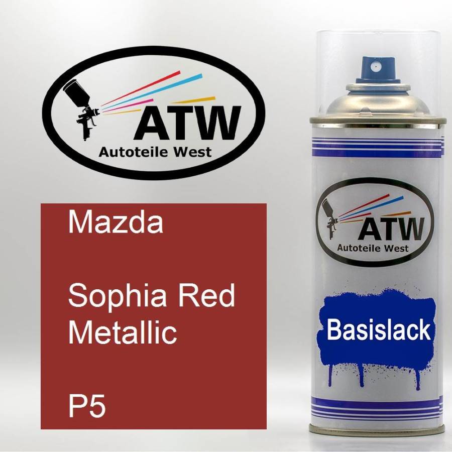 Mazda, Sophia Red Metallic, P5: 400ml Sprühdose, von ATW Autoteile West.